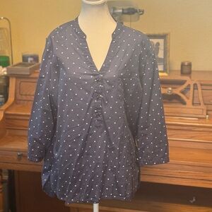 Per Se Blue and White Dot Top